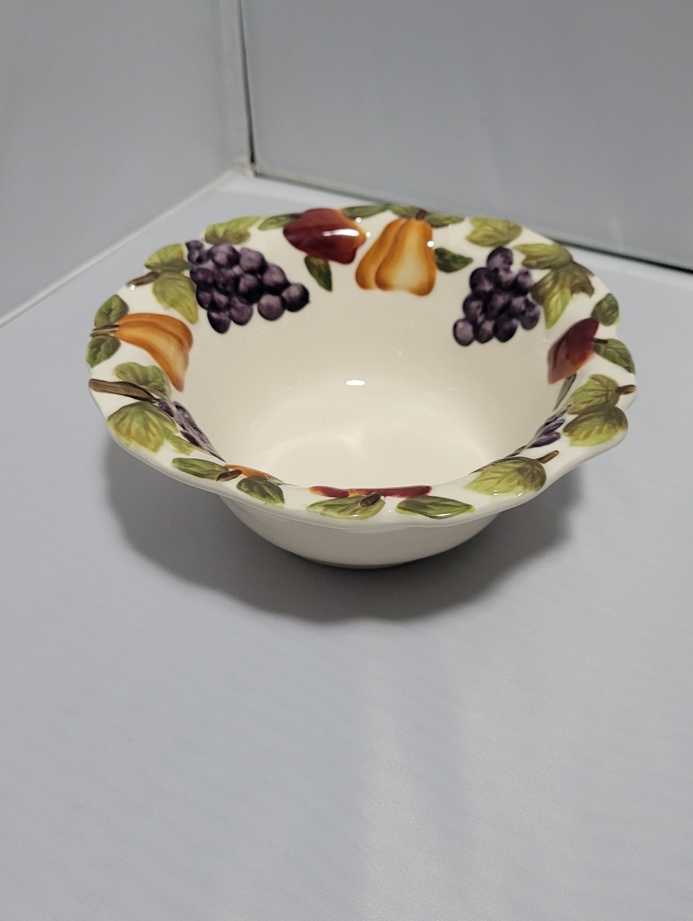 Sonoma Cream Ceramic Fruit Motif Serving Bowl